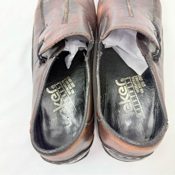 Rieker CELIA Brown Leather Factory Age Distressed Slip On Support Loafers - Picture 12 of 16
